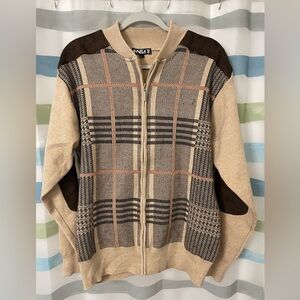Insearch Full Zip-Up Men’s Sweater Brown/Multicolor Size: L (N11)
